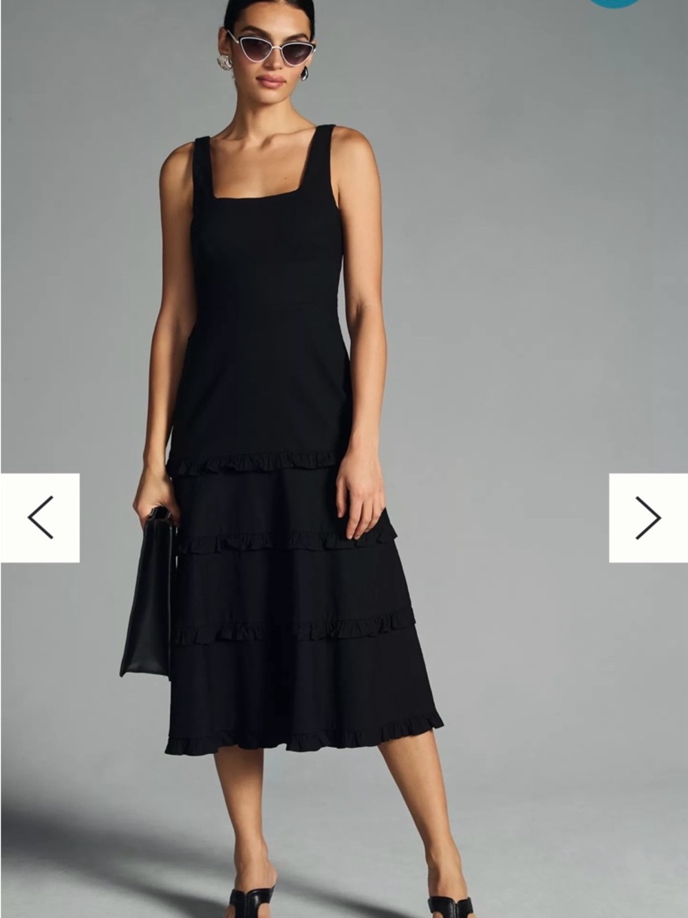 Anthropologie the Blythe tiered  midi black dress